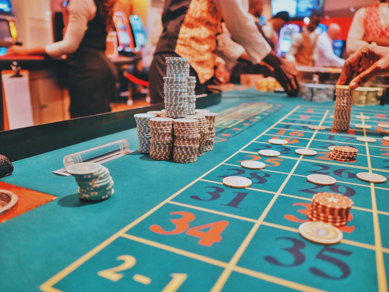 Live roulette table with chips